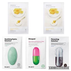 5 Sheet Mask Bundle Dr. Jart and innisfree